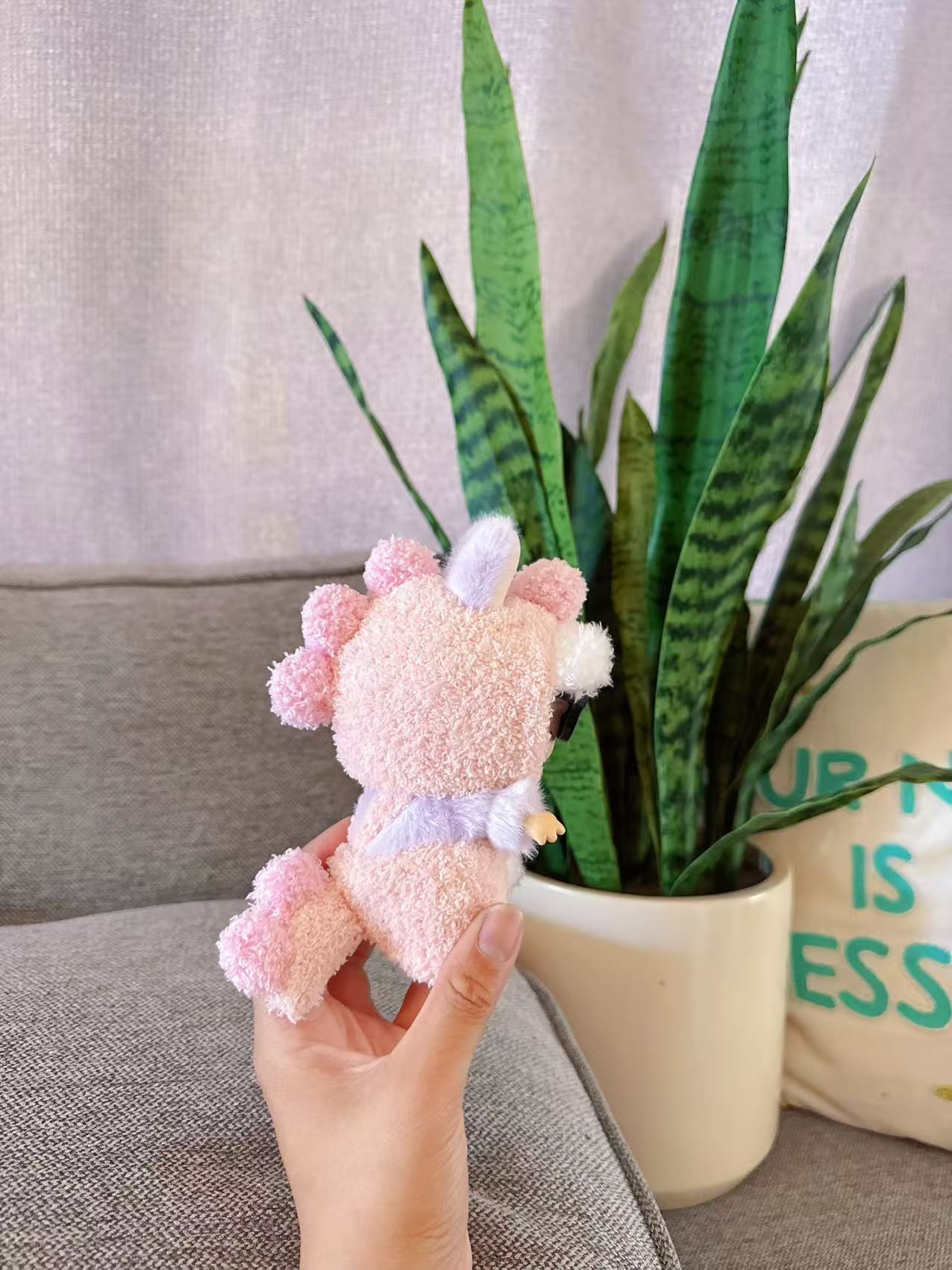 17cm Doll Clothes for labubu| 2-Piece Clothes for Dolls Outfit Dinosaur| Accessories for Cute Dolls Clothes, Pink Hat + Overalls