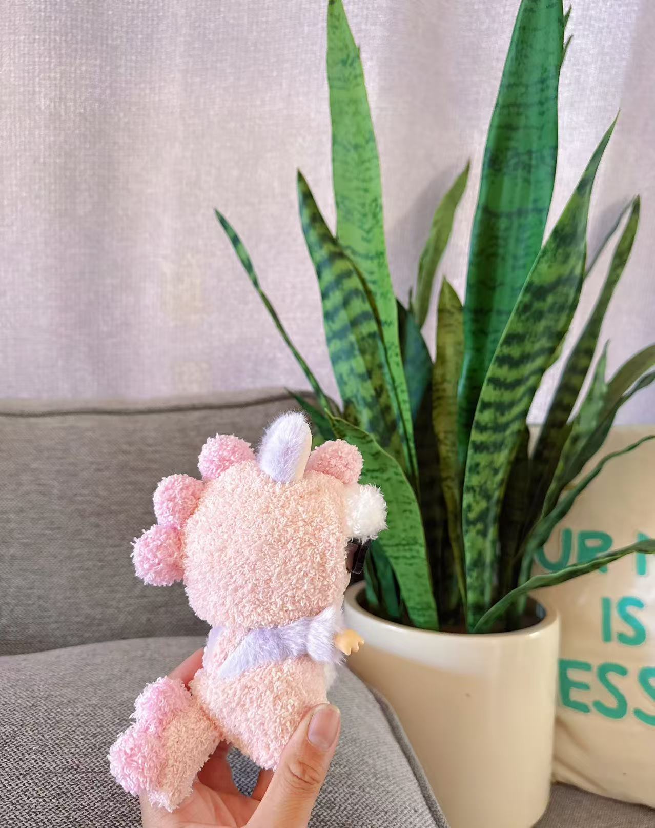 17cm Doll Clothes for labubu| 2-Piece Clothes for Dolls Outfit Dinosaur| Accessories for Cute Dolls Clothes, Pink Hat + Overalls